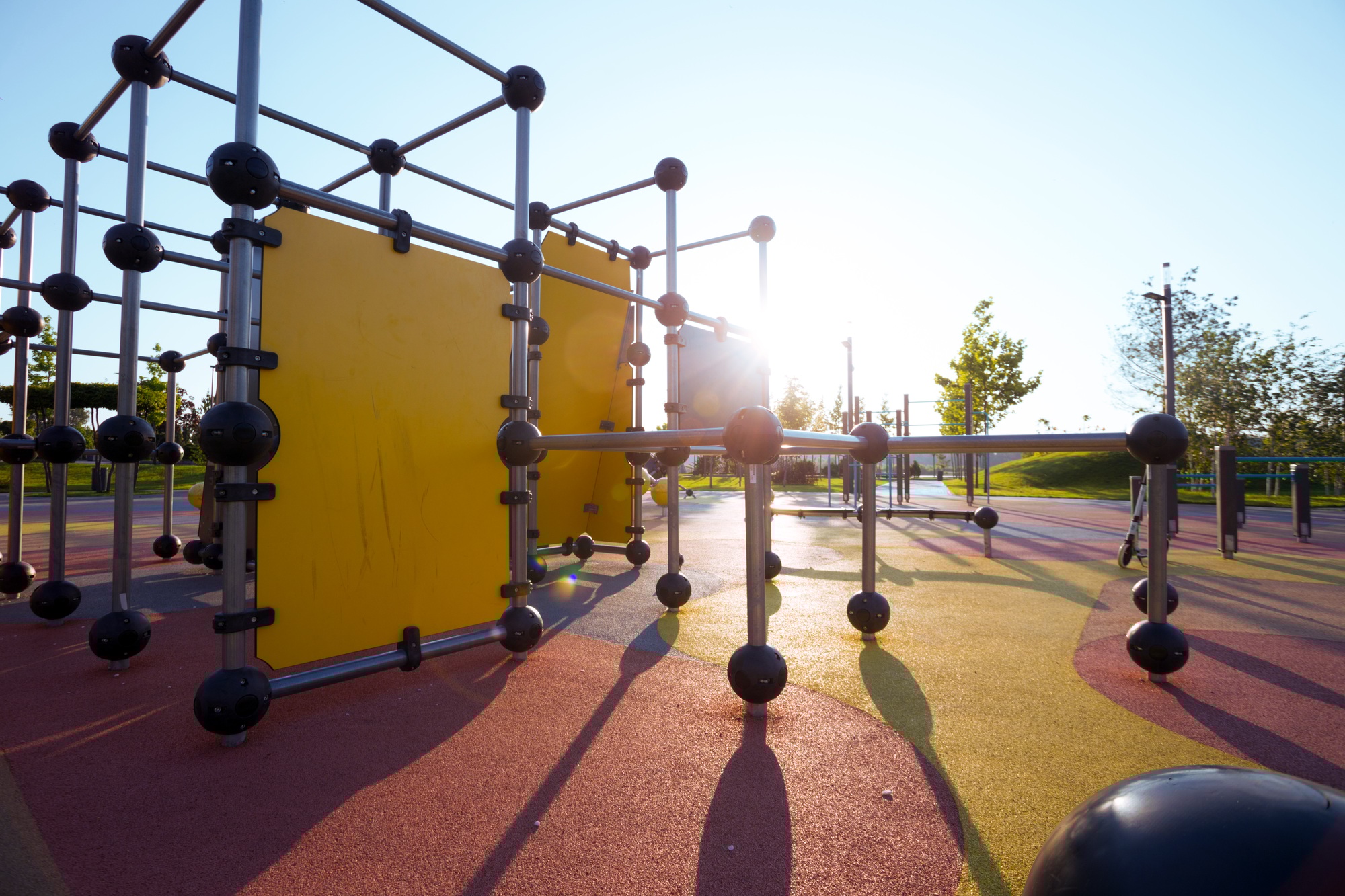 A large beautiful playground in the park